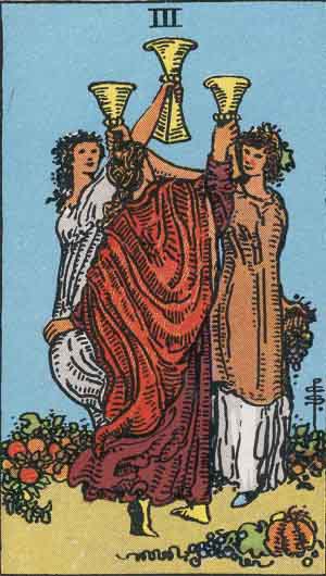 Trois de Coupes — Rider-Waite tarot card