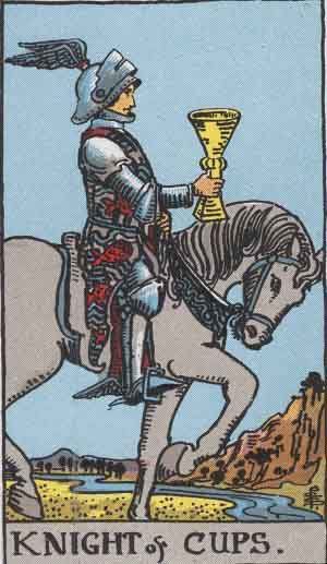 Cavalier de Coupes — Rider-Waite tarot card