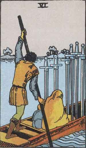 Six d'Épées — Rider-Waite tarot card