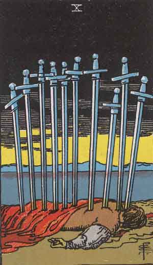Dix d'Épées — Rider-Waite tarot card