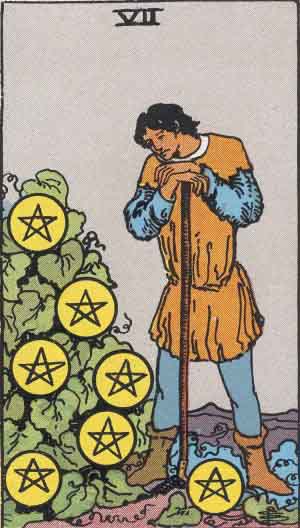 Siete de Oros — Rider-Waite tarot card